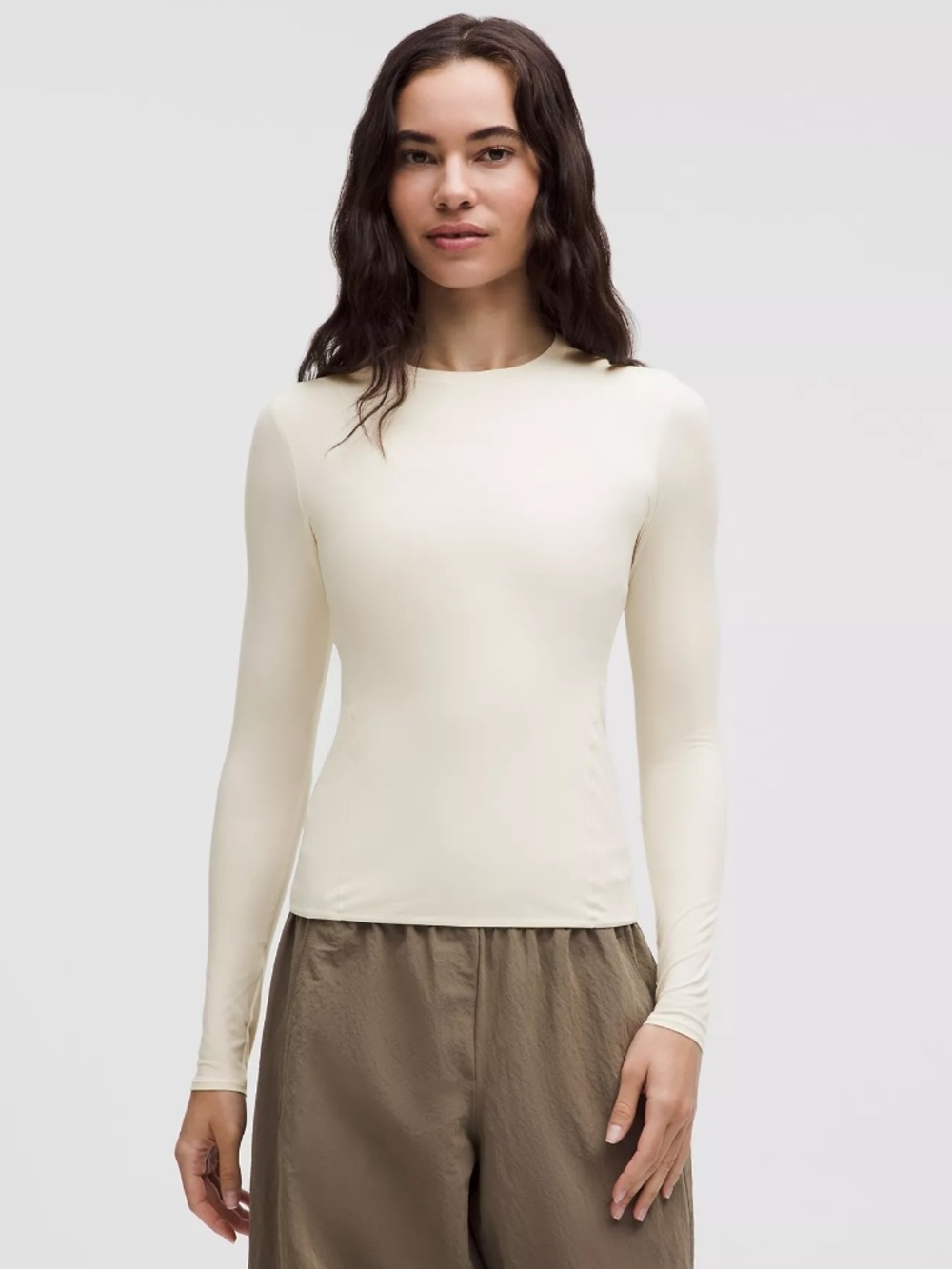 NEW Wundermost Soft Crewneck Long Sleeve Shirt, Lululemon, Light Ivory, Size M